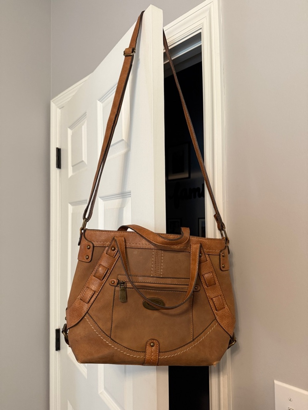 boc Tan Leather Shoulder Bag with Adjustable Strap